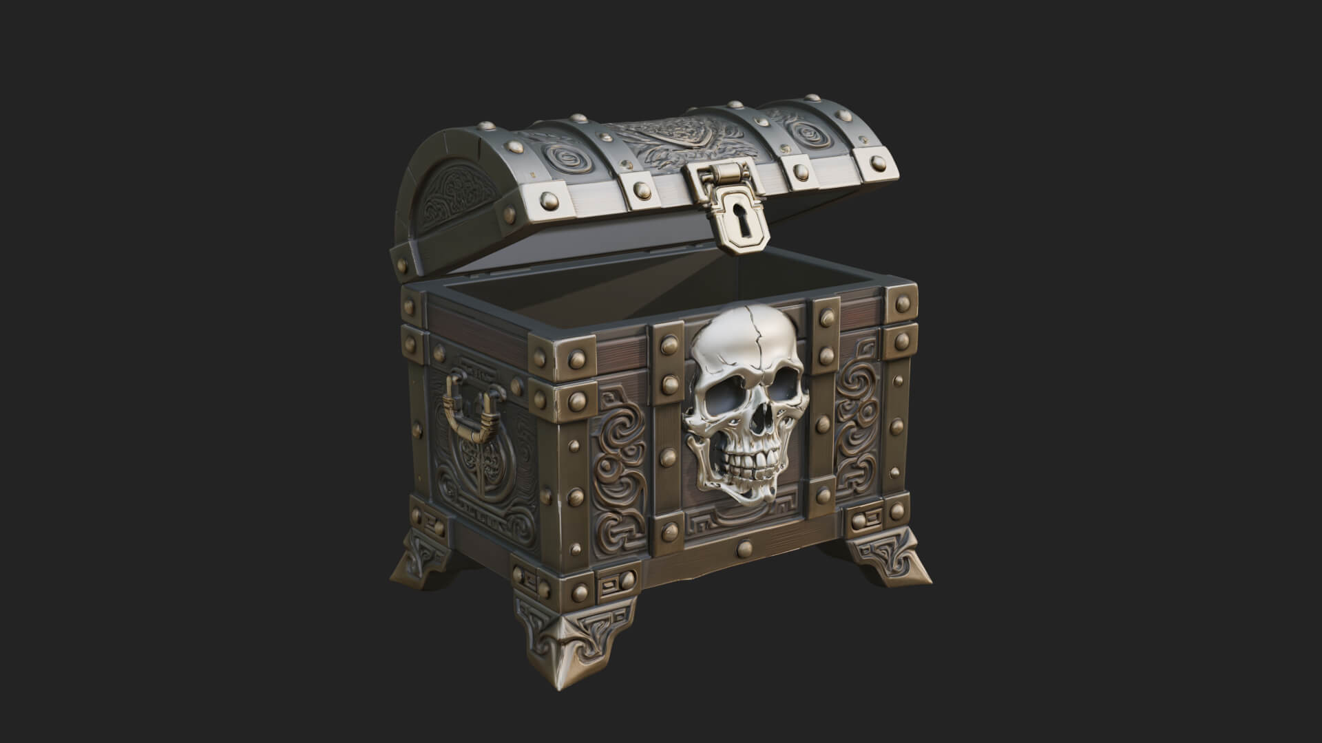 Skull Bone Treasure Chest Model Design 3 3D Print Model 3D Model