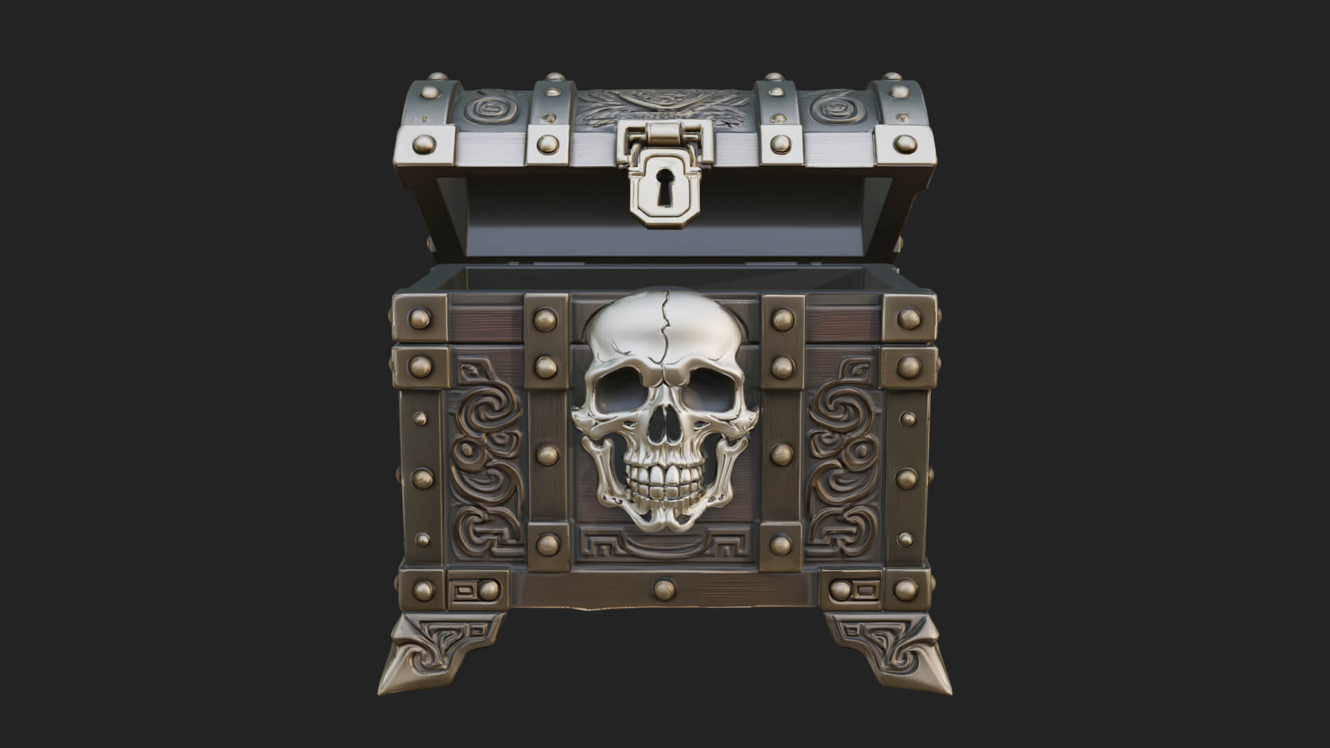 Skull Bone Treasure Chest Model Design 3 3D Print Model 3D Model