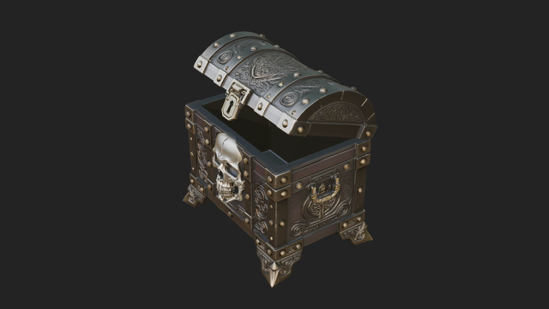 Skull Bone Treasure Chest Model Design 3 3D Print Model 3D Model