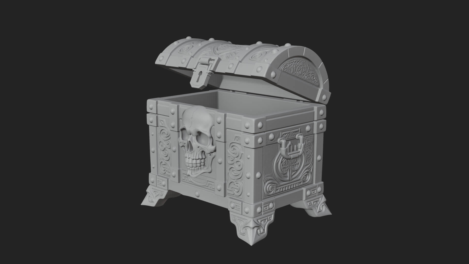 Skull Bone Treasure Chest Model Design 3 3D Print Model 3D Model
