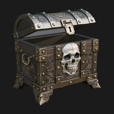 Skull Bone Treasure Chest Model Design 3 3D Print Model