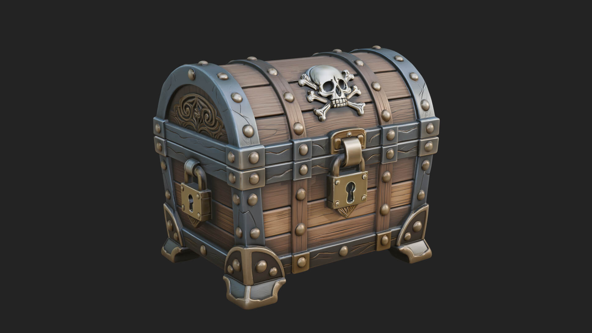 Skull Bone Treasure Chest Model Design 4 3D Print Model 3D Model