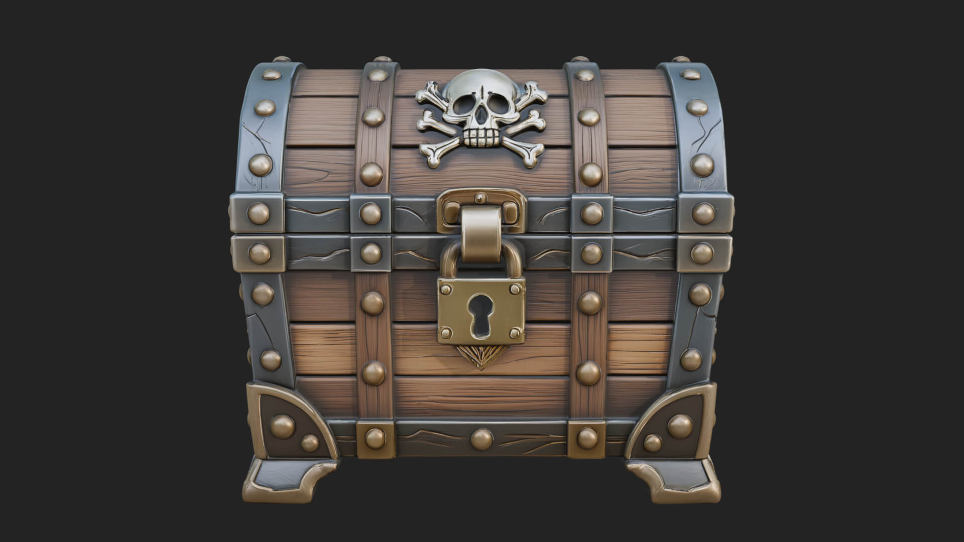 Skull Bone Treasure Chest Model Design 4 3D Print Model 3D Model