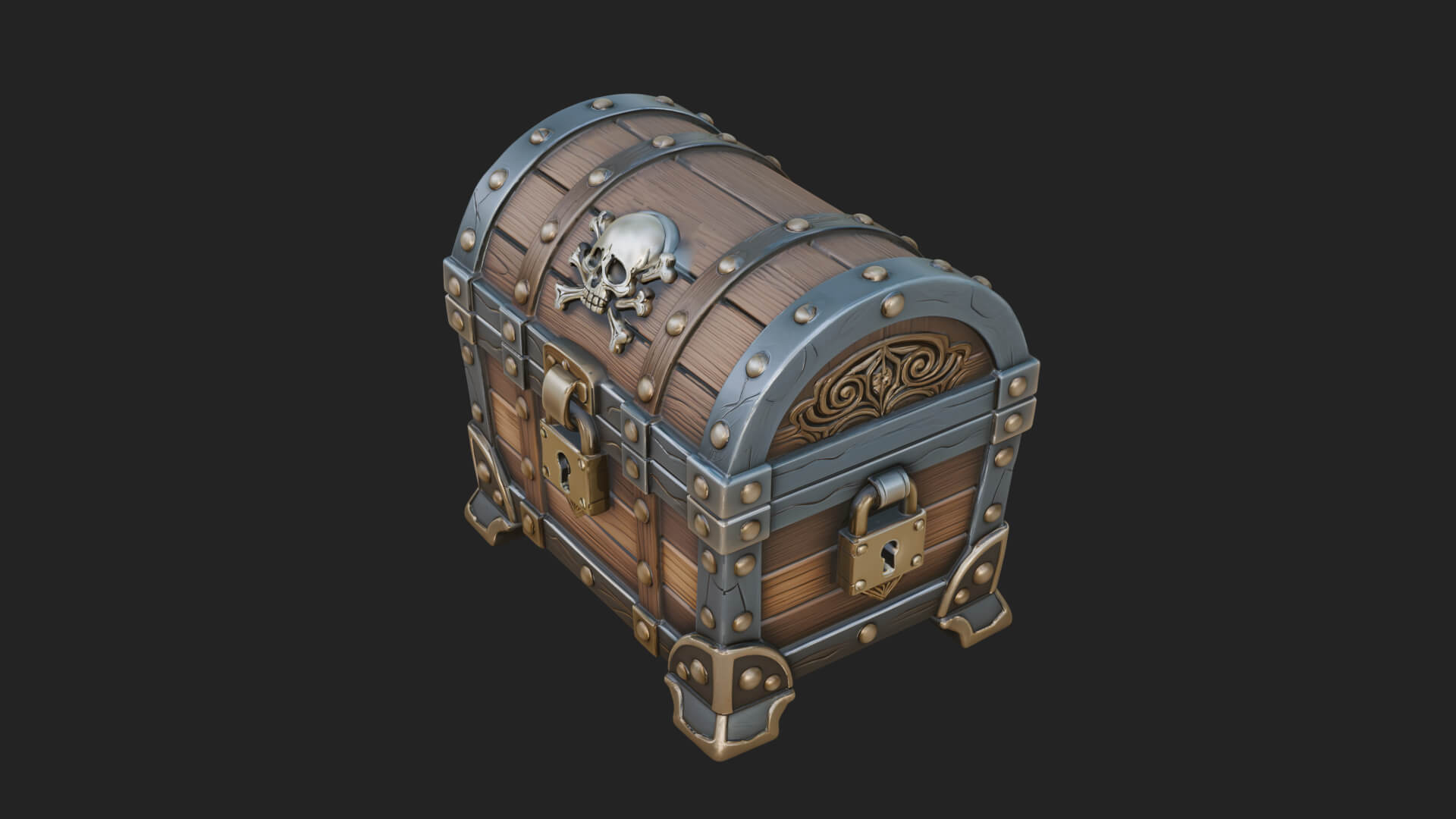 Skull Bone Treasure Chest Model Design 4 3D Print Model 3D Model