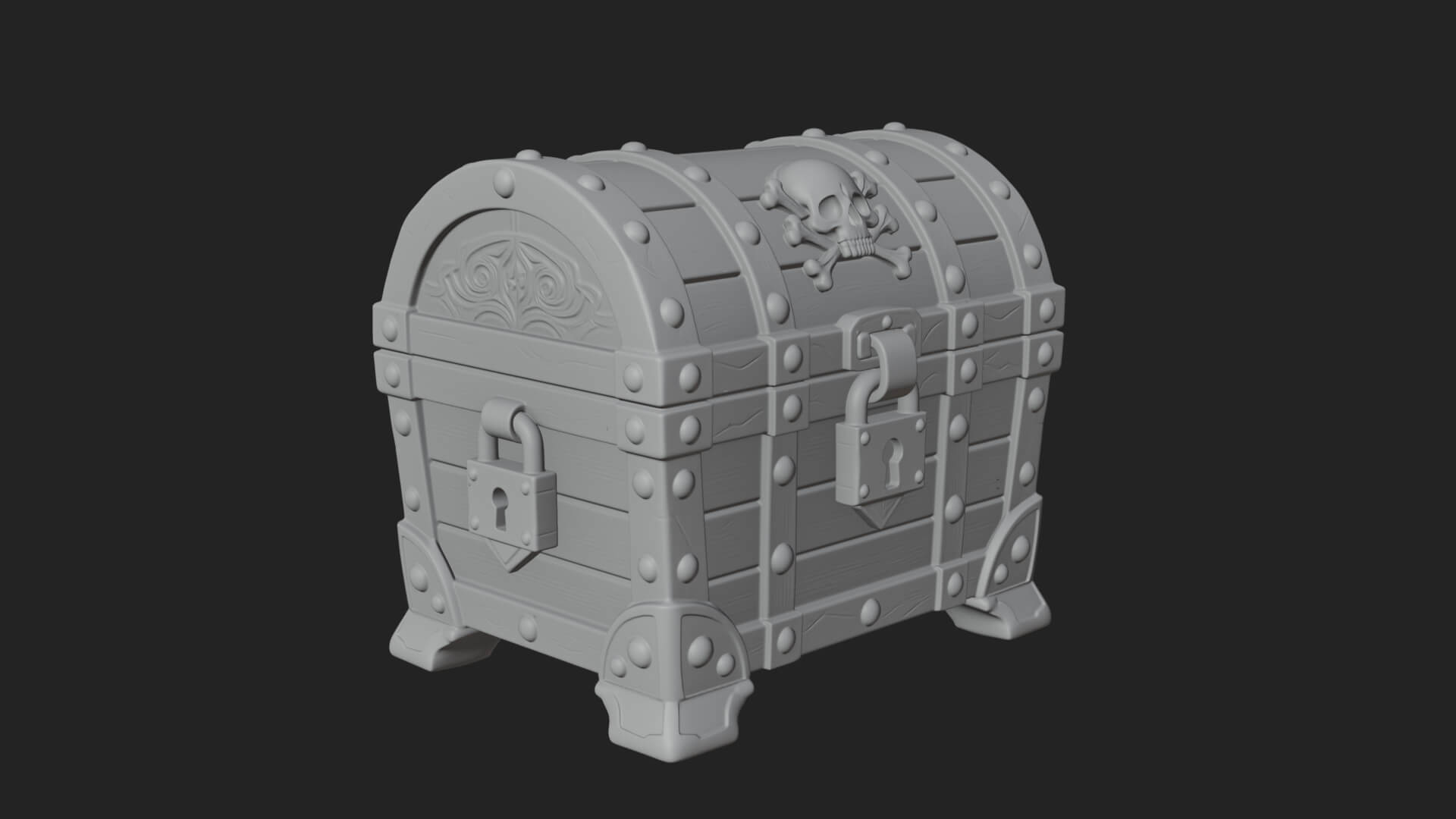 Skull Bone Treasure Chest Model Design 4 3D Print Model 3D Model