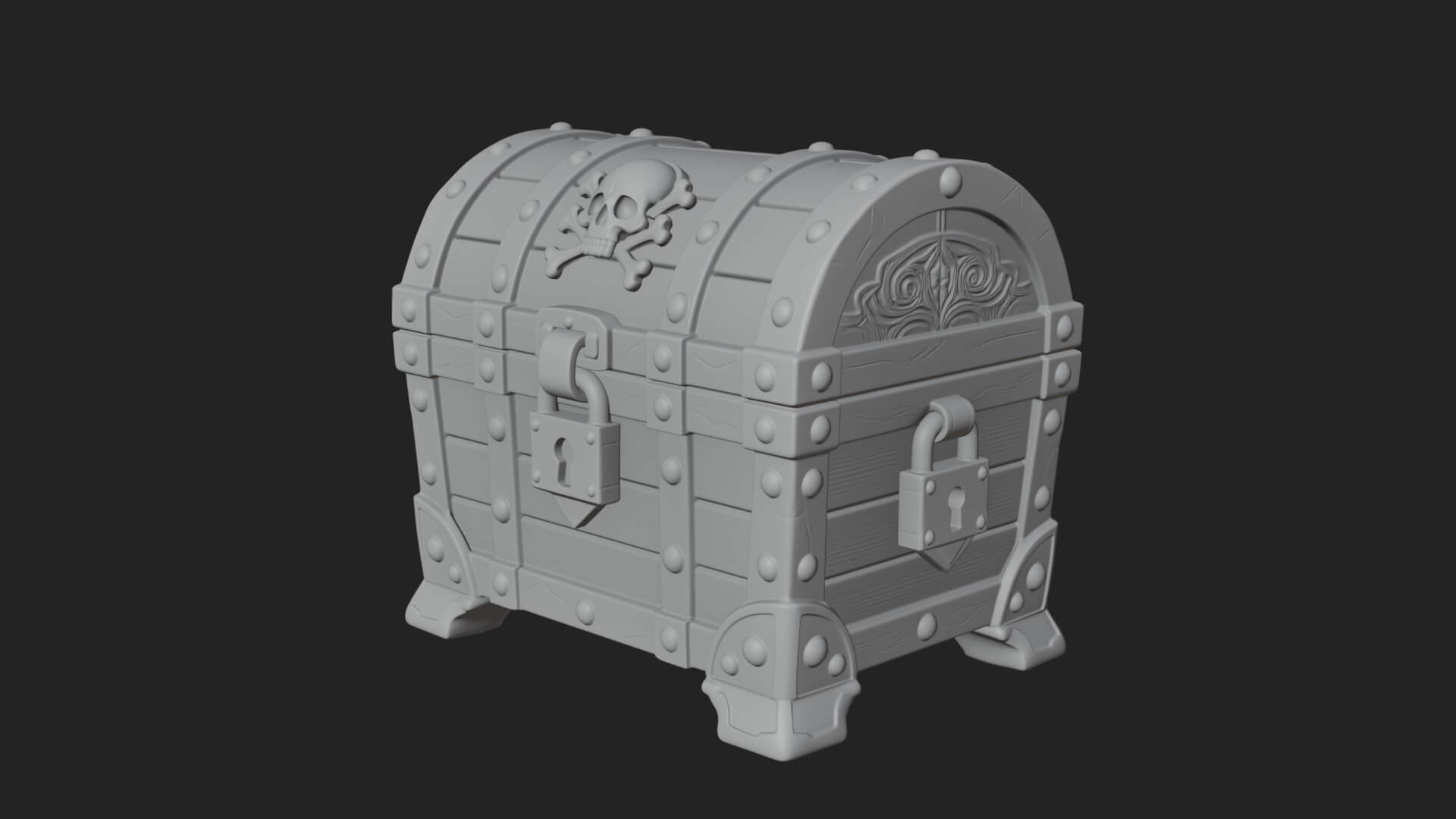 Skull Bone Treasure Chest Model Design 4 3D Print Model 3D Model