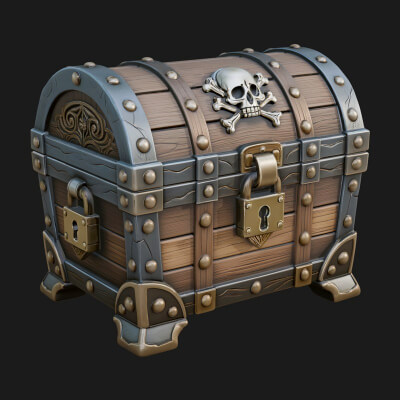 Skull Bone Treasure Chest Model Design 4 3D Print Model