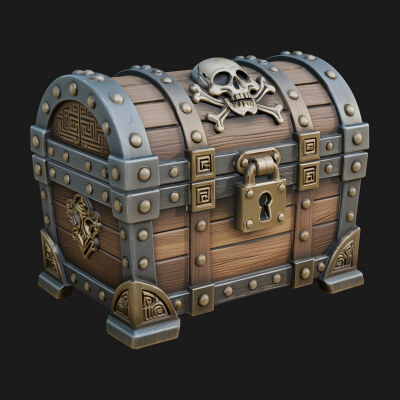 Skull Bone Treasure Chest Model Design 5 3D Print Model