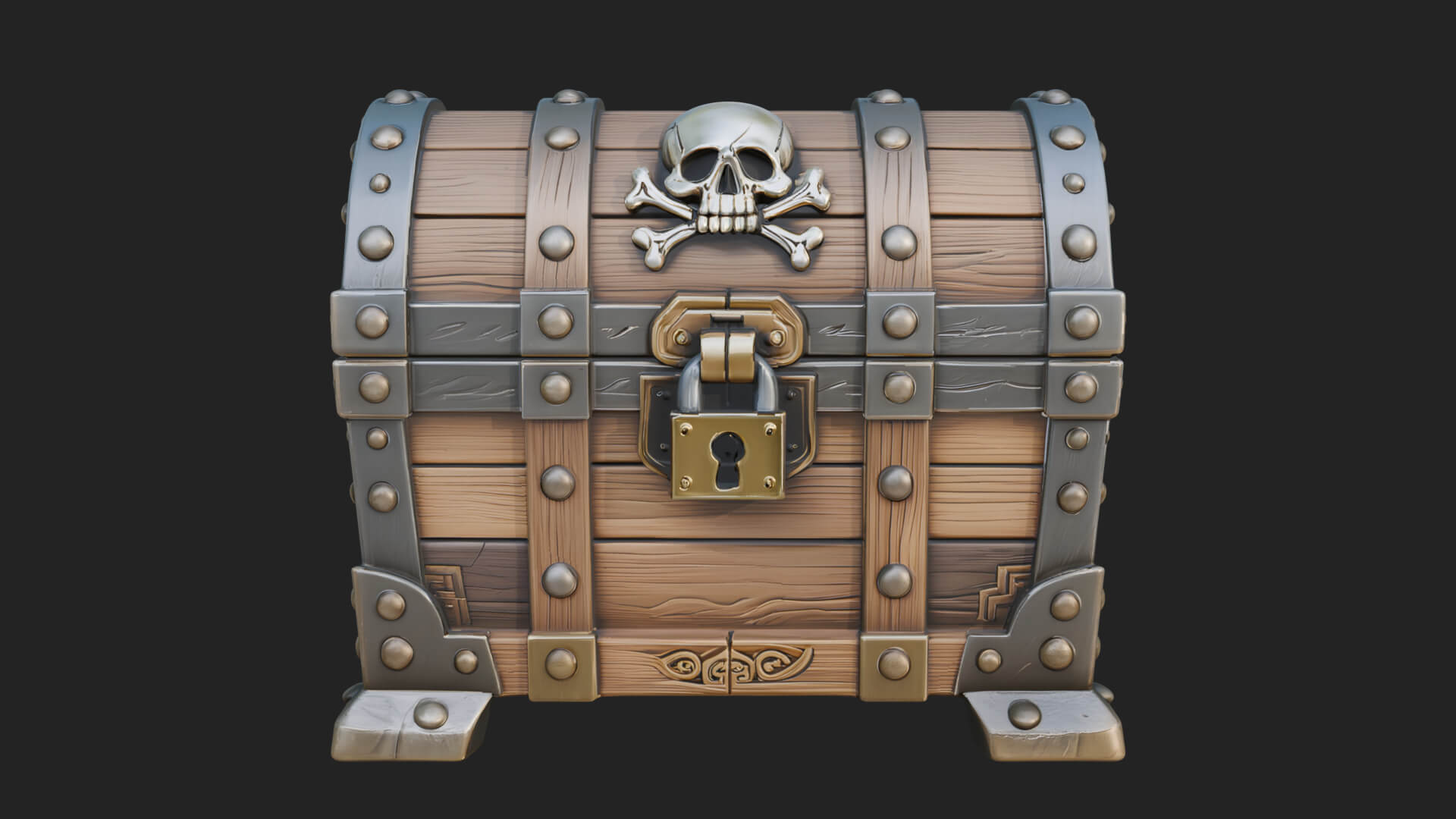 Skull Bone Treasure Chest Model Design 6 3D Print Model 3D Model
