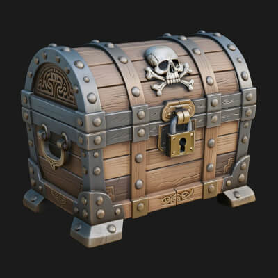 Skull Bone Treasure Chest Model Design 6 3D Print Model