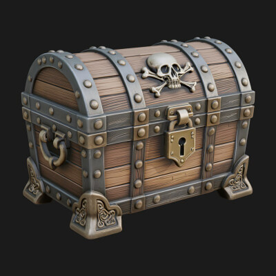 Skull Bone Treasure Chest Model Design 7 3D Print Model