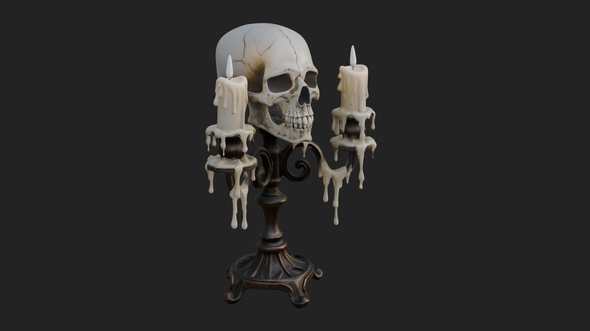 Skull Candle Holder Ornament Design 1 3D Print Model 3D Model