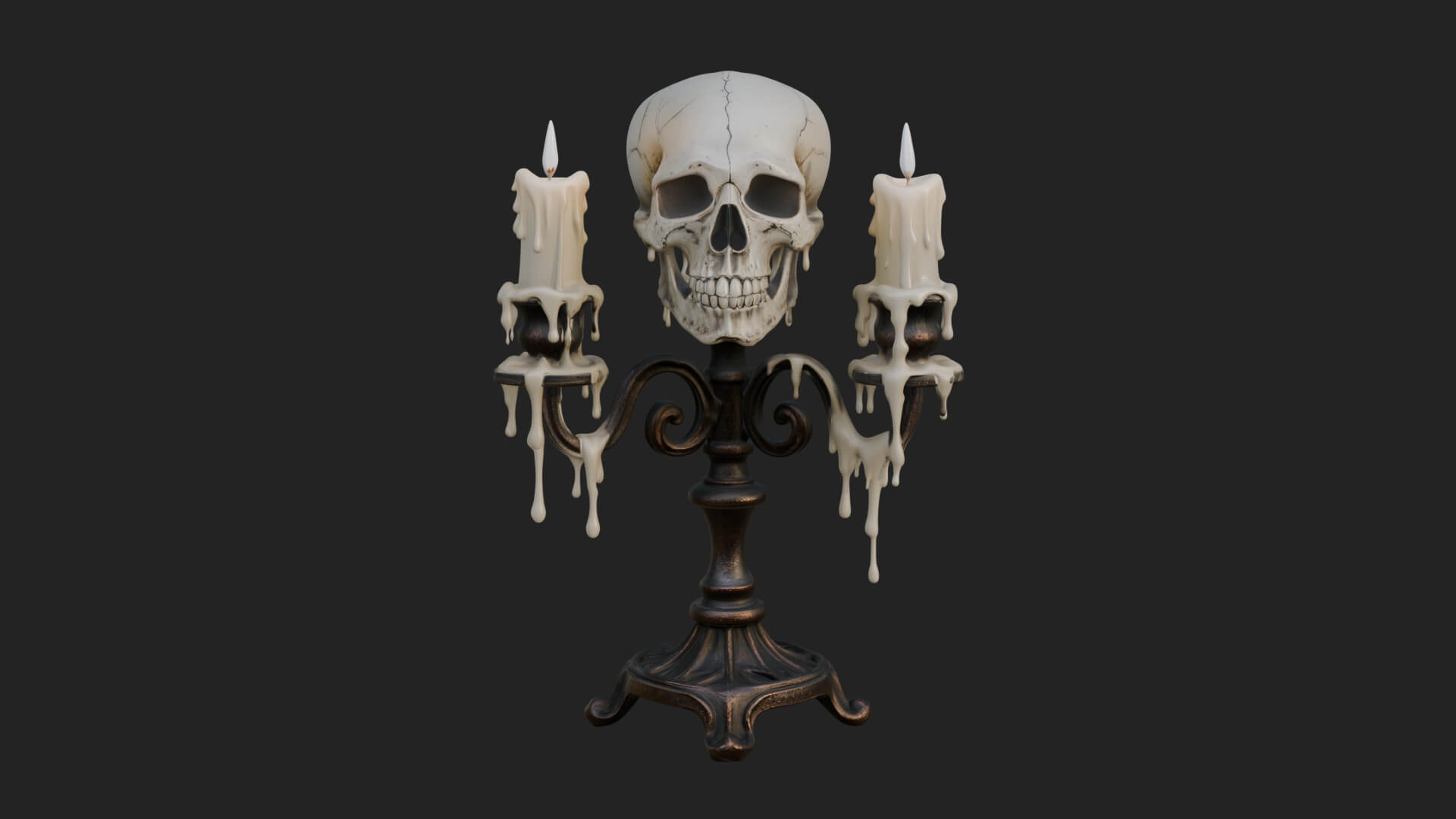 Skull Candle Holder Ornament Design 1 3D Print Model 3D Model