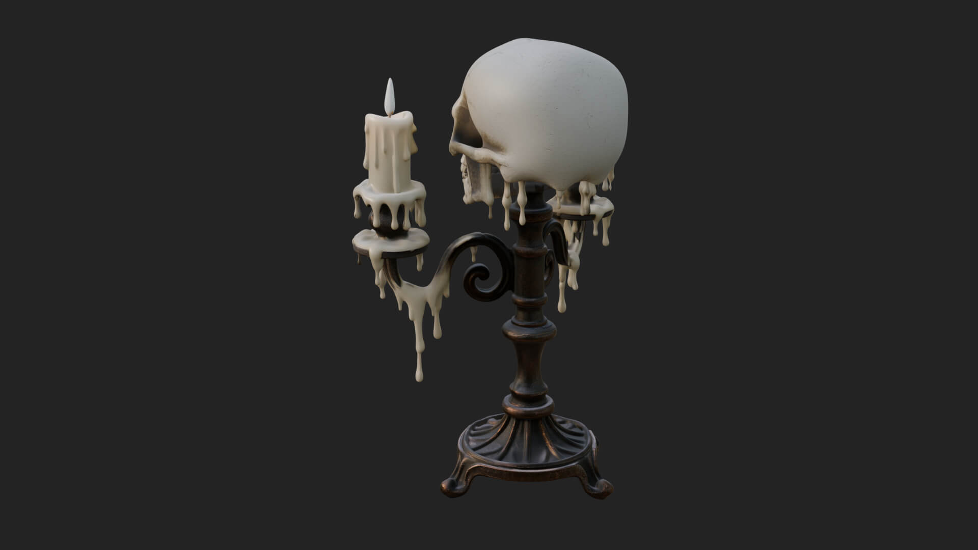 Skull Candle Holder Ornament Design 1 3D Print Model 3D Model