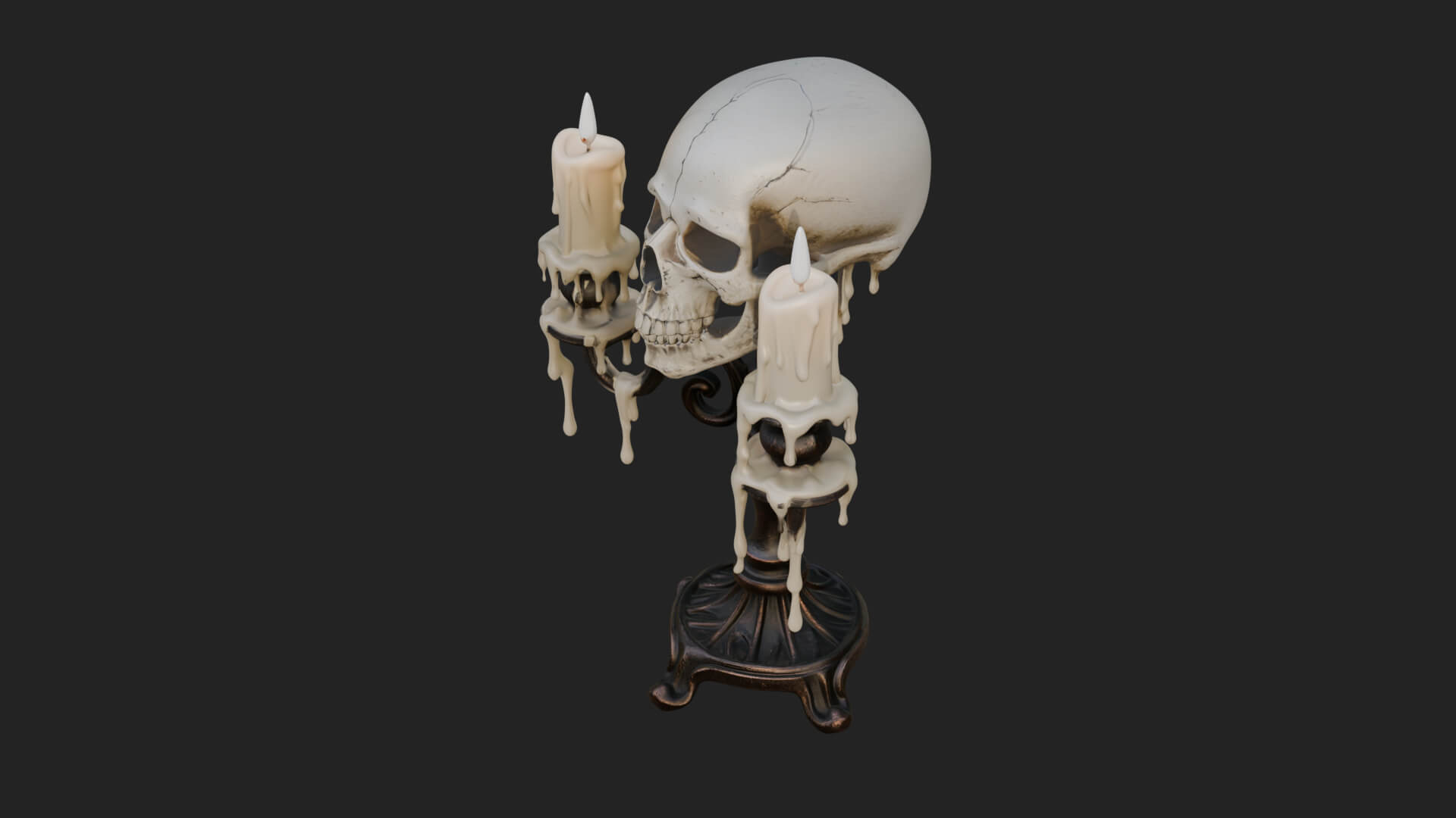 Skull Candle Holder Ornament Design 1 3D Print Model 3D Model