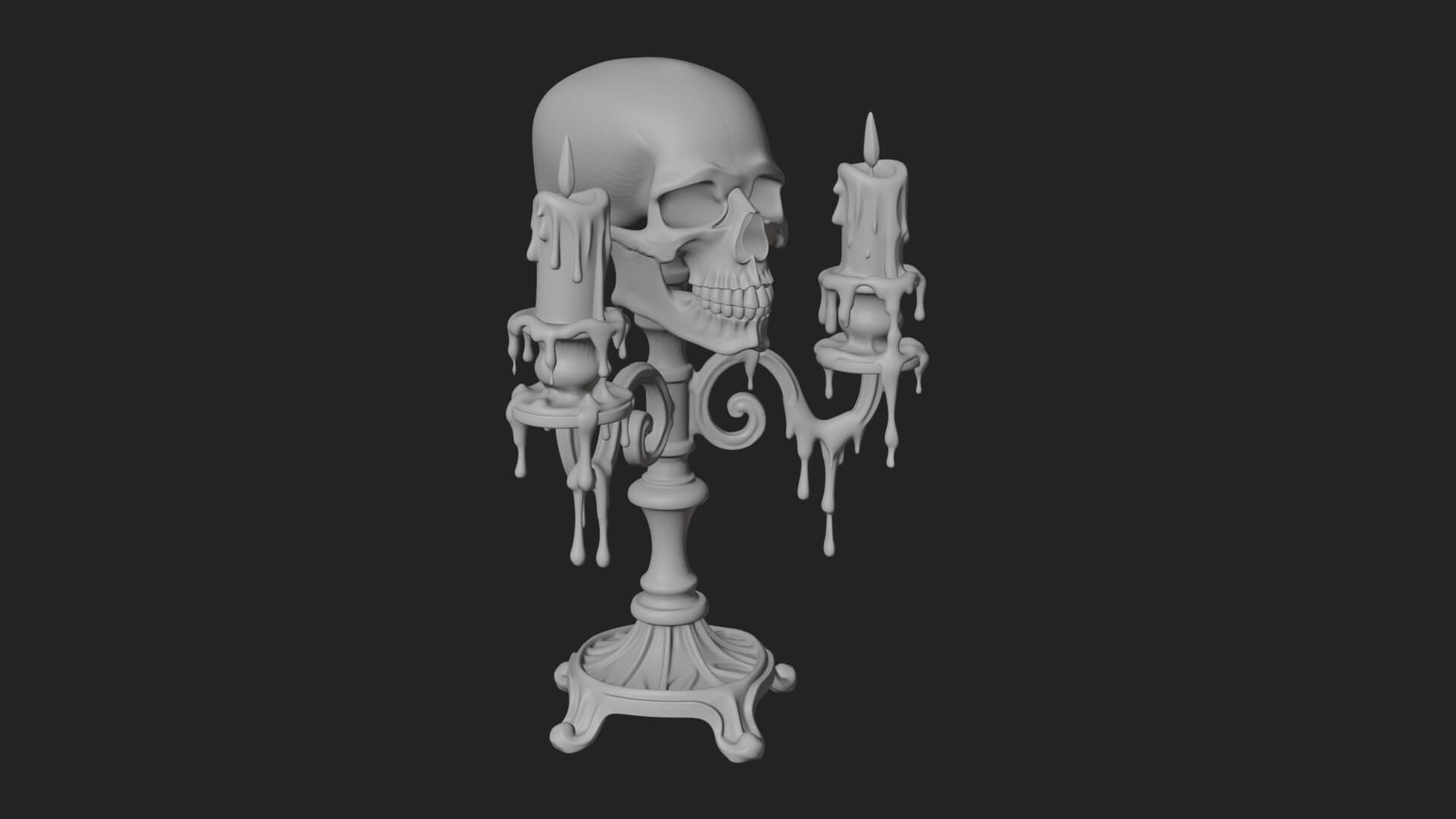Skull Candle Holder Ornament Design 1 3D Print Model 3D Model