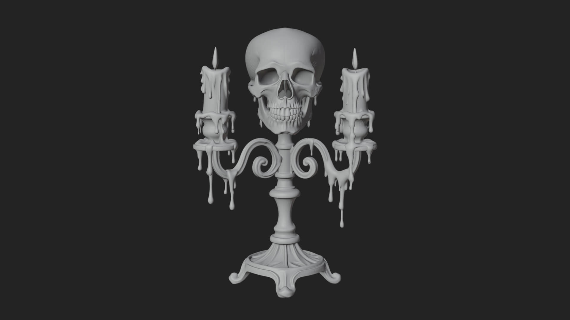 Skull Candle Holder Ornament Design 1 3D Print Model 3D Model