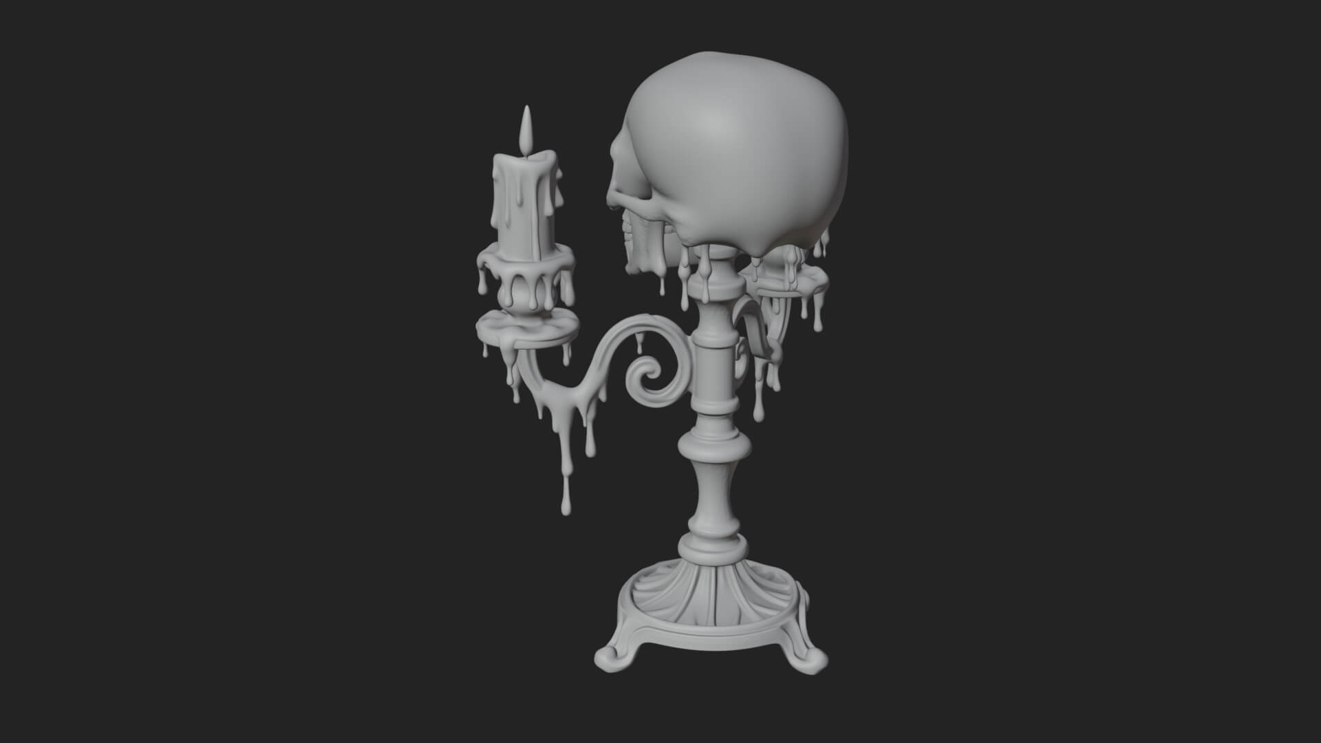 Skull Candle Holder Ornament Design 1 3D Print Model 3D Model