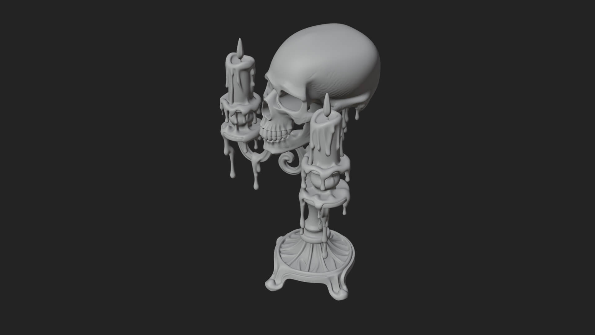Skull Candle Holder Ornament Design 1 3D Print Model 3D Model