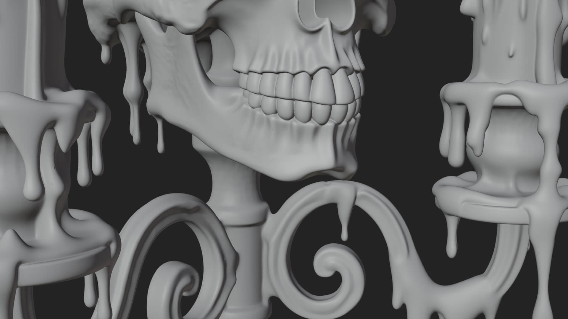 Skull Candle Holder Ornament Design 1 3D Print Model 3D Model