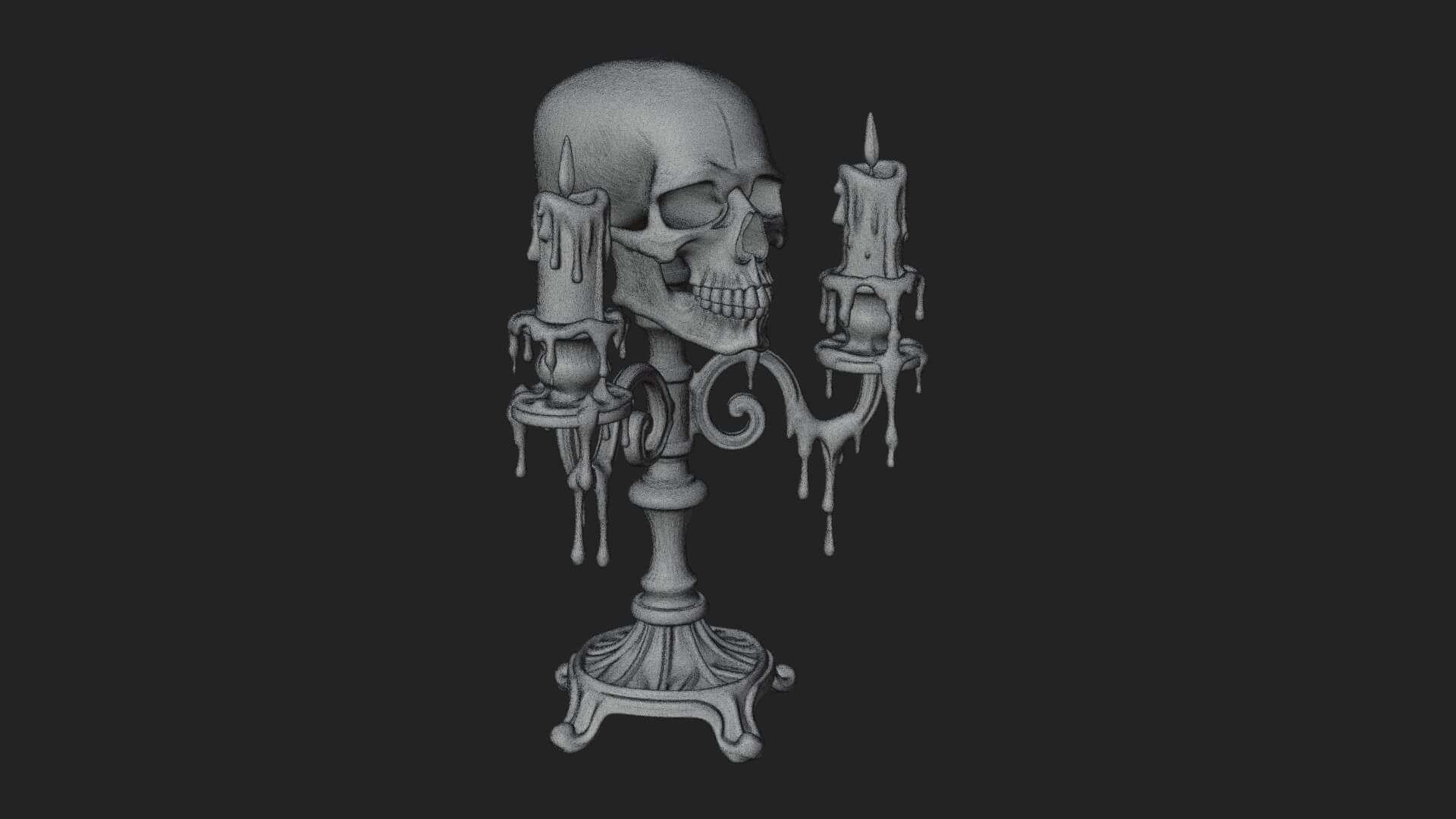 Skull Candle Holder Ornament Design 1 3D Print Model 3D Model