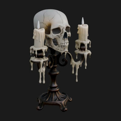 Skull Candle Holder Ornament Design 1 3D Print Model
