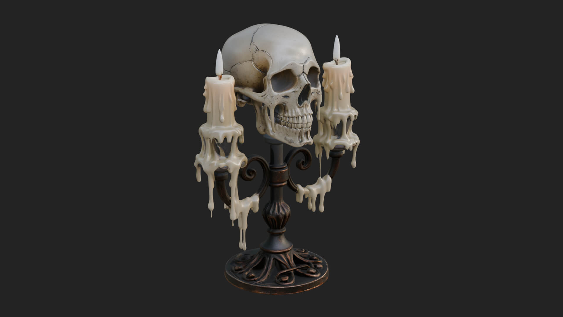Skull Candle Holder Ornament Design 2 3D Print Model 3D Model
