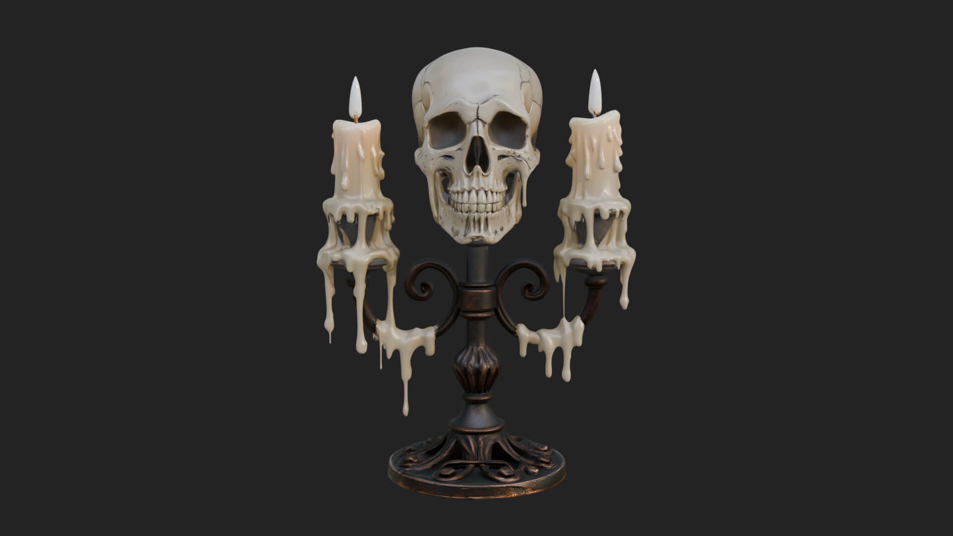 Skull Candle Holder Ornament Design 2 3D Print Model 3D Model