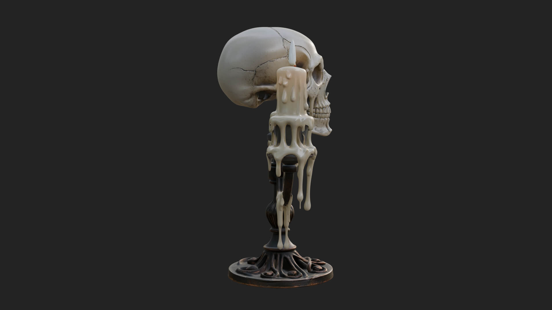 Skull Candle Holder Ornament Design 2 3D Print Model 3D Model