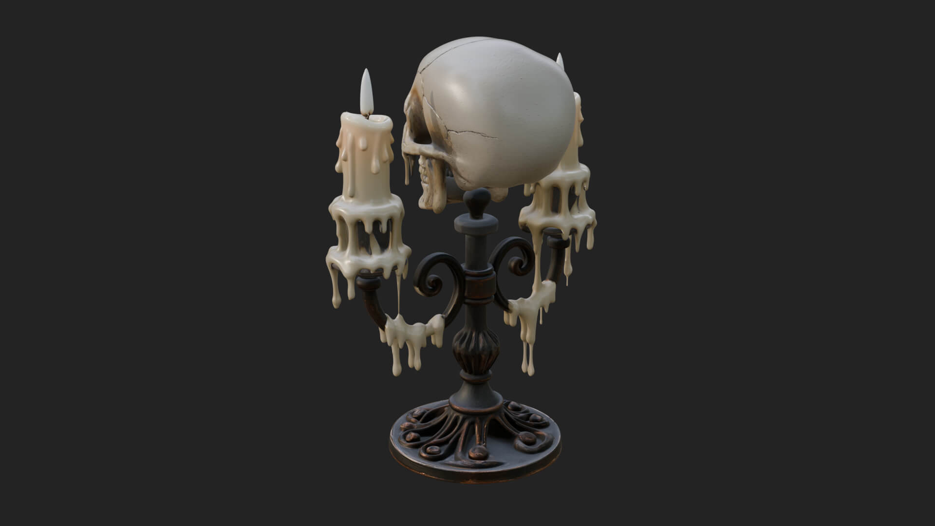 Skull Candle Holder Ornament Design 2 3D Print Model 3D Model
