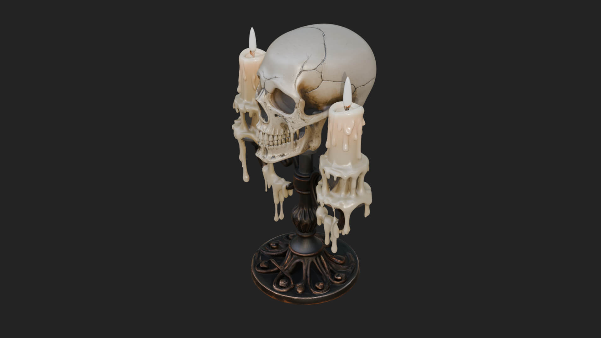 Skull Candle Holder Ornament Design 2 3D Print Model 3D Model