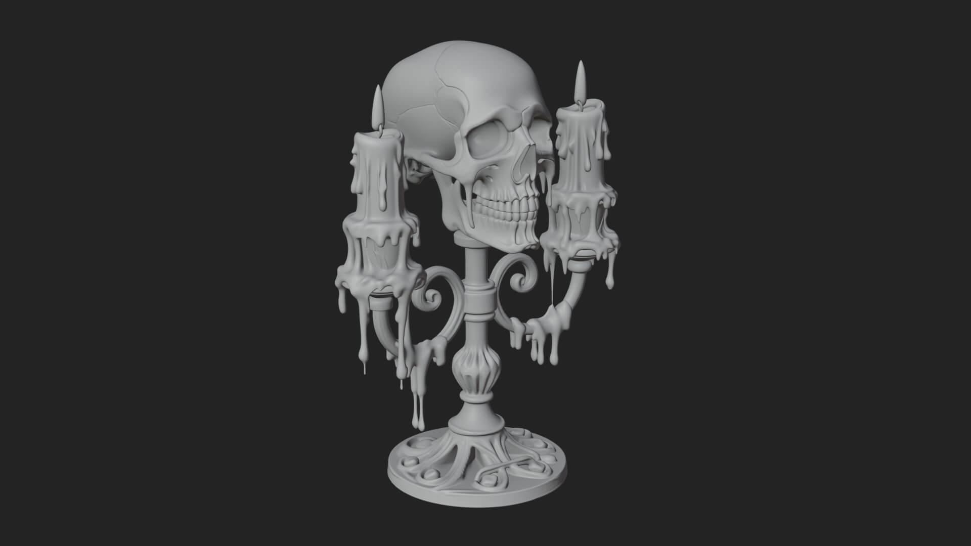 Skull Candle Holder Ornament Design 2 3D Print Model 3D Model