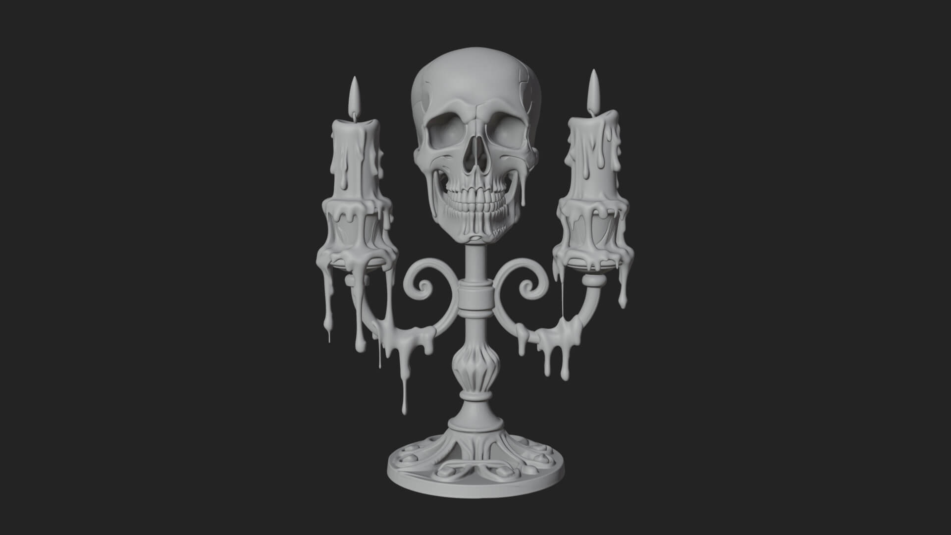 Skull Candle Holder Ornament Design 2 3D Print Model 3D Model