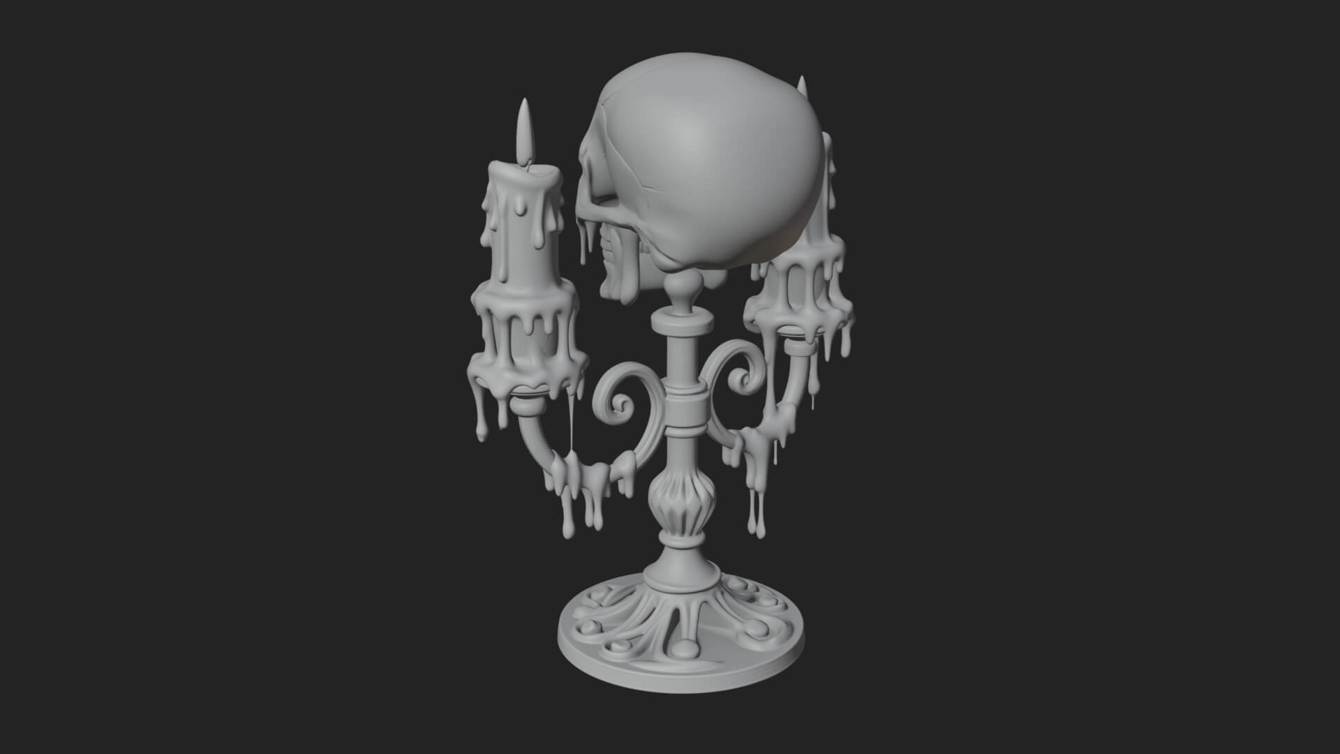 Skull Candle Holder Ornament Design 2 3D Print Model 3D Model