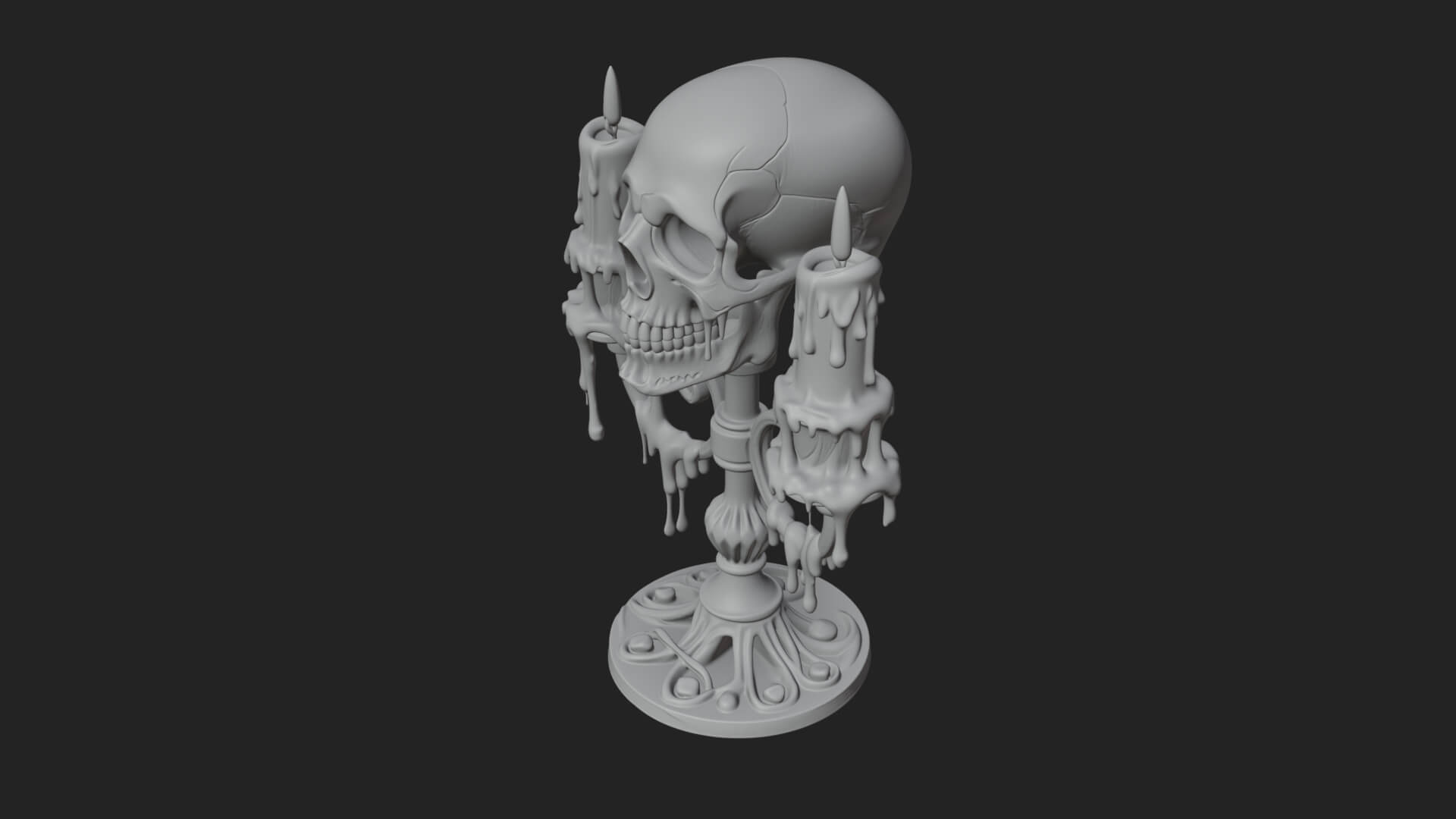 Skull Candle Holder Ornament Design 2 3D Print Model 3D Model