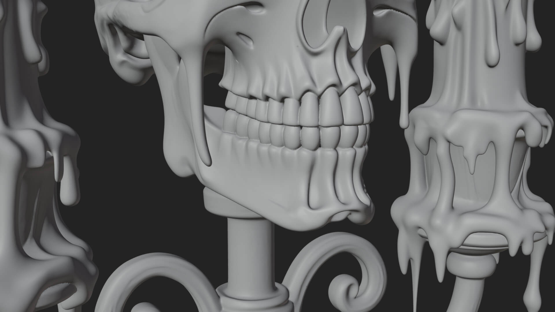Skull Candle Holder Ornament Design 2 3D Print Model 3D Model