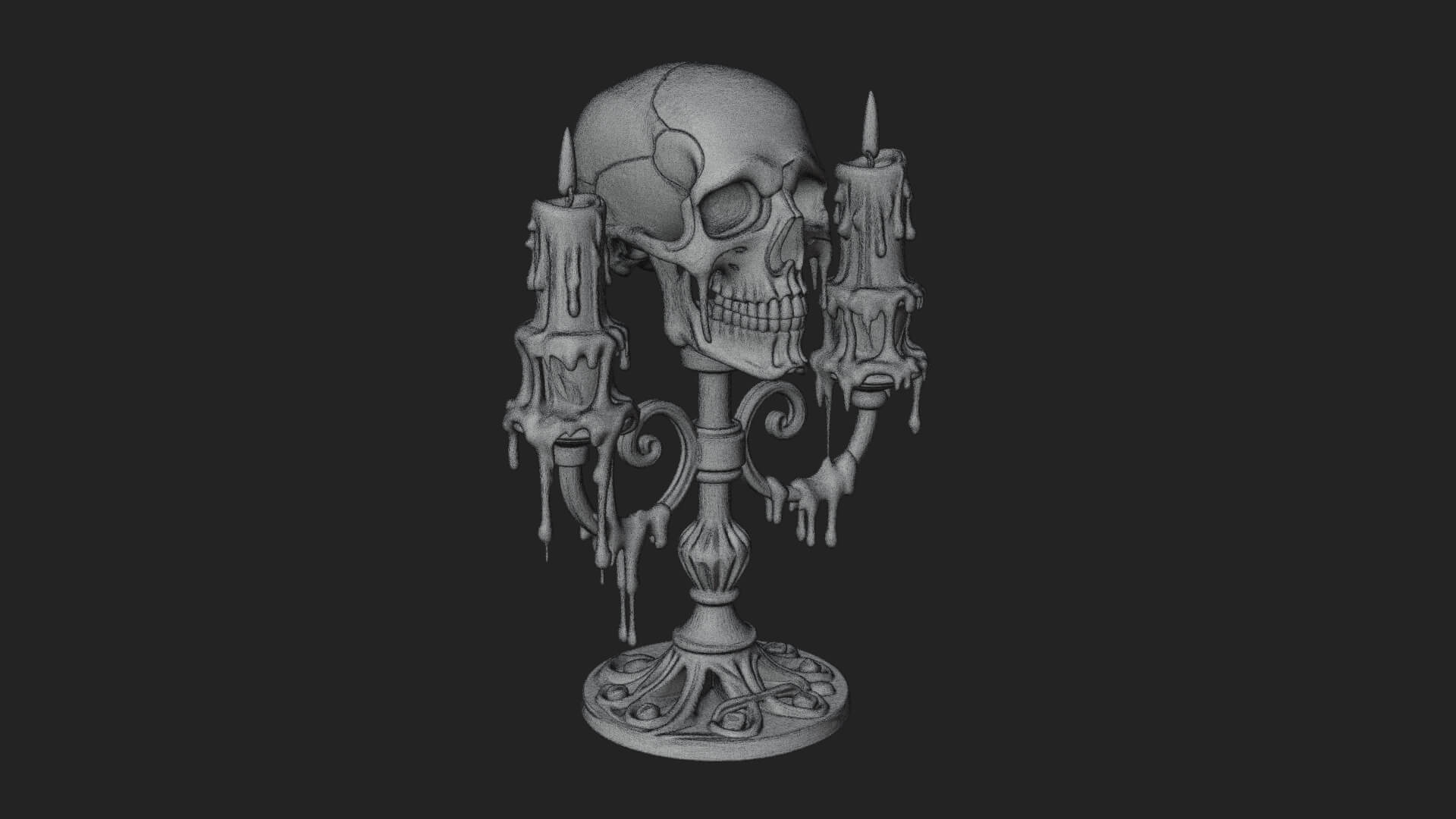 Skull Candle Holder Ornament Design 2 3D Print Model 3D Model