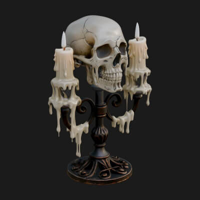 Skull Candle Holder Ornament Design 2 3D Print Model