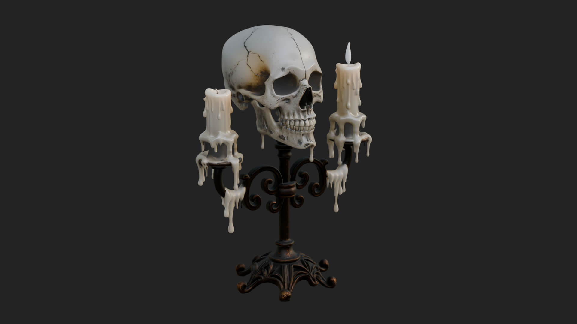 Skull Candle Holder Ornament Design 3 3D Print Model 3D Model