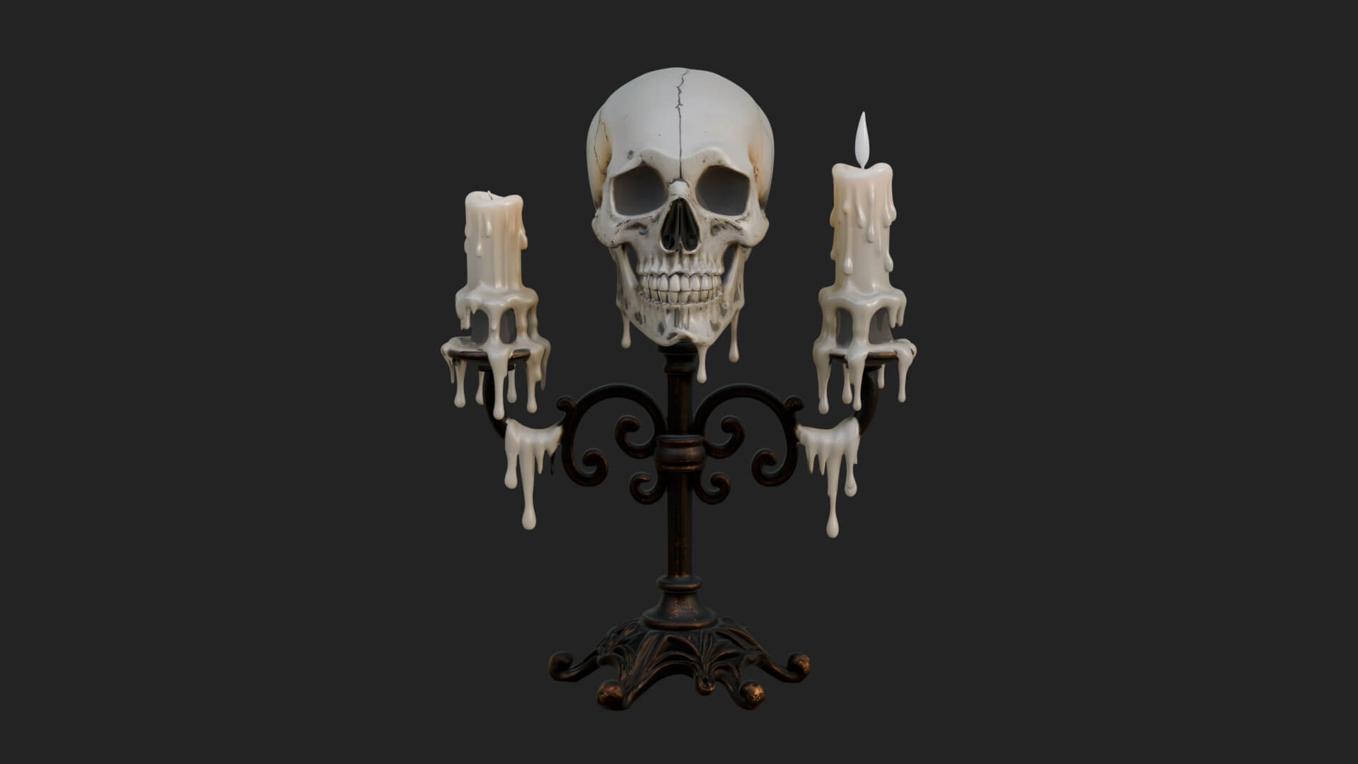 Skull Candle Holder Ornament Design 3 3D Print Model 3D Model
