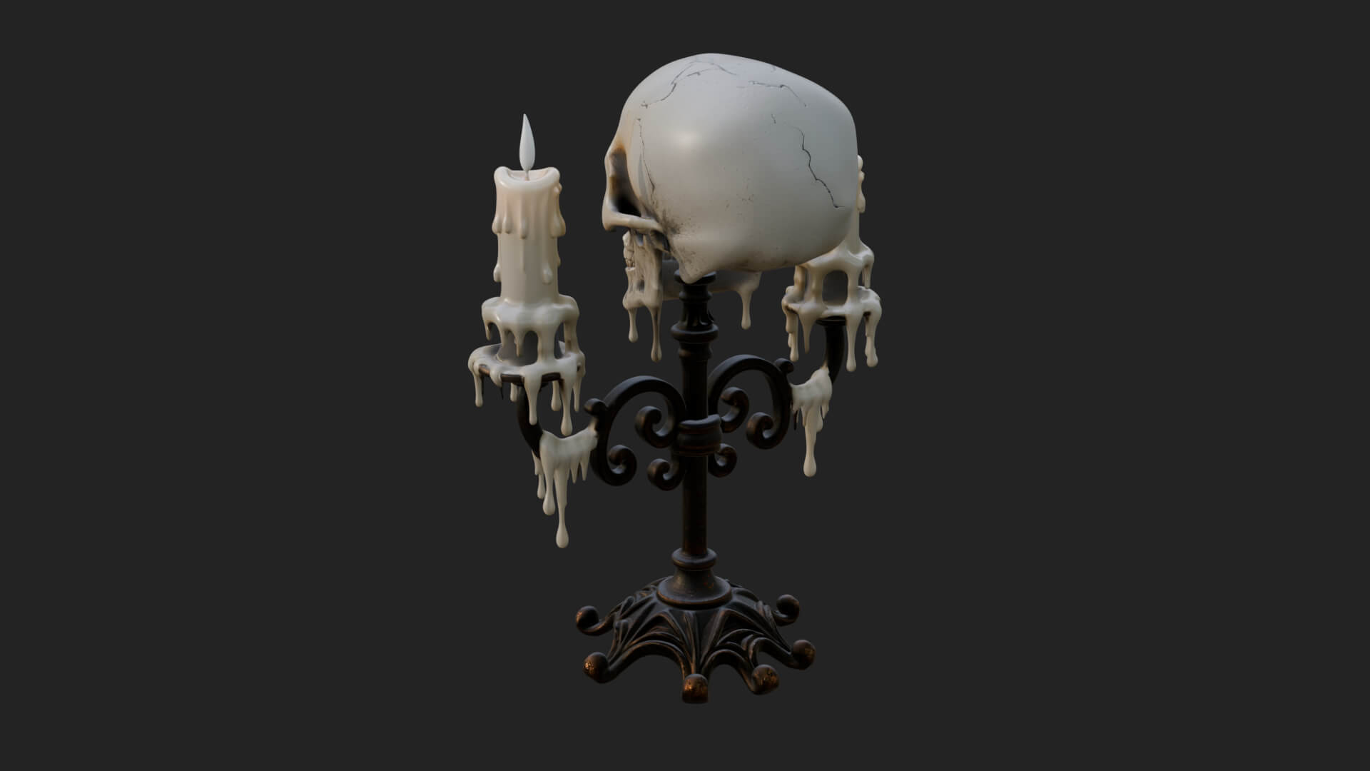 Skull Candle Holder Ornament Design 3 3D Print Model 3D Model