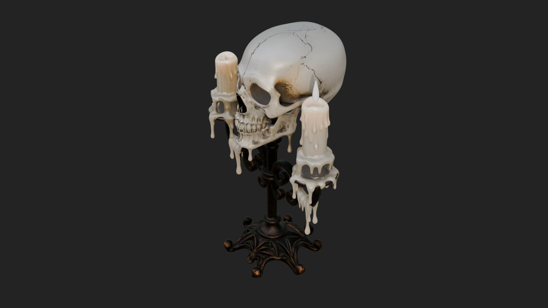 Skull Candle Holder Ornament Design 3 3D Print Model 3D Model
