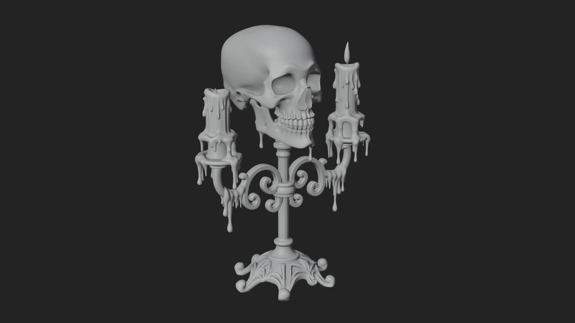 Skull Candle Holder Ornament Design 3 3D Print Model 3D Model
