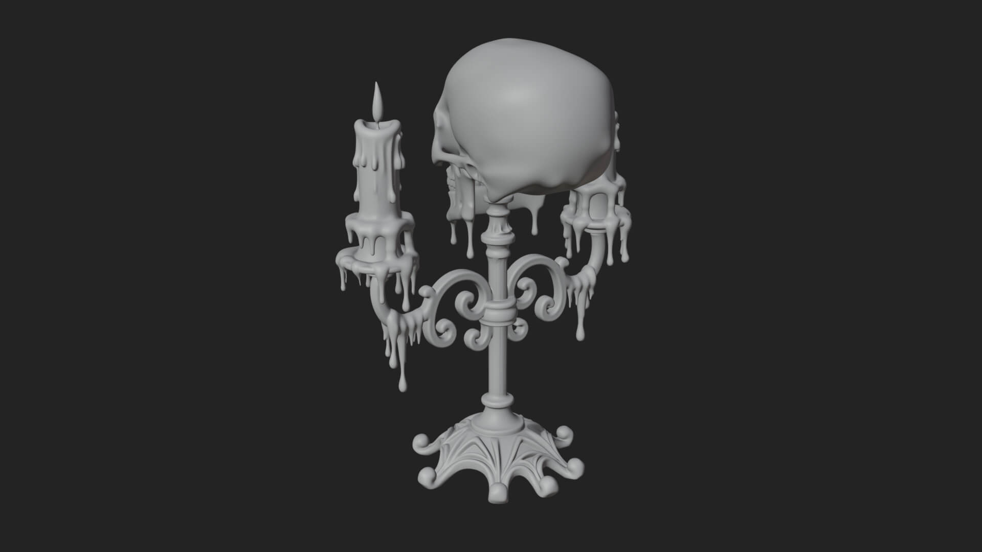 Skull Candle Holder Ornament Design 3 3D Print Model 3D Model