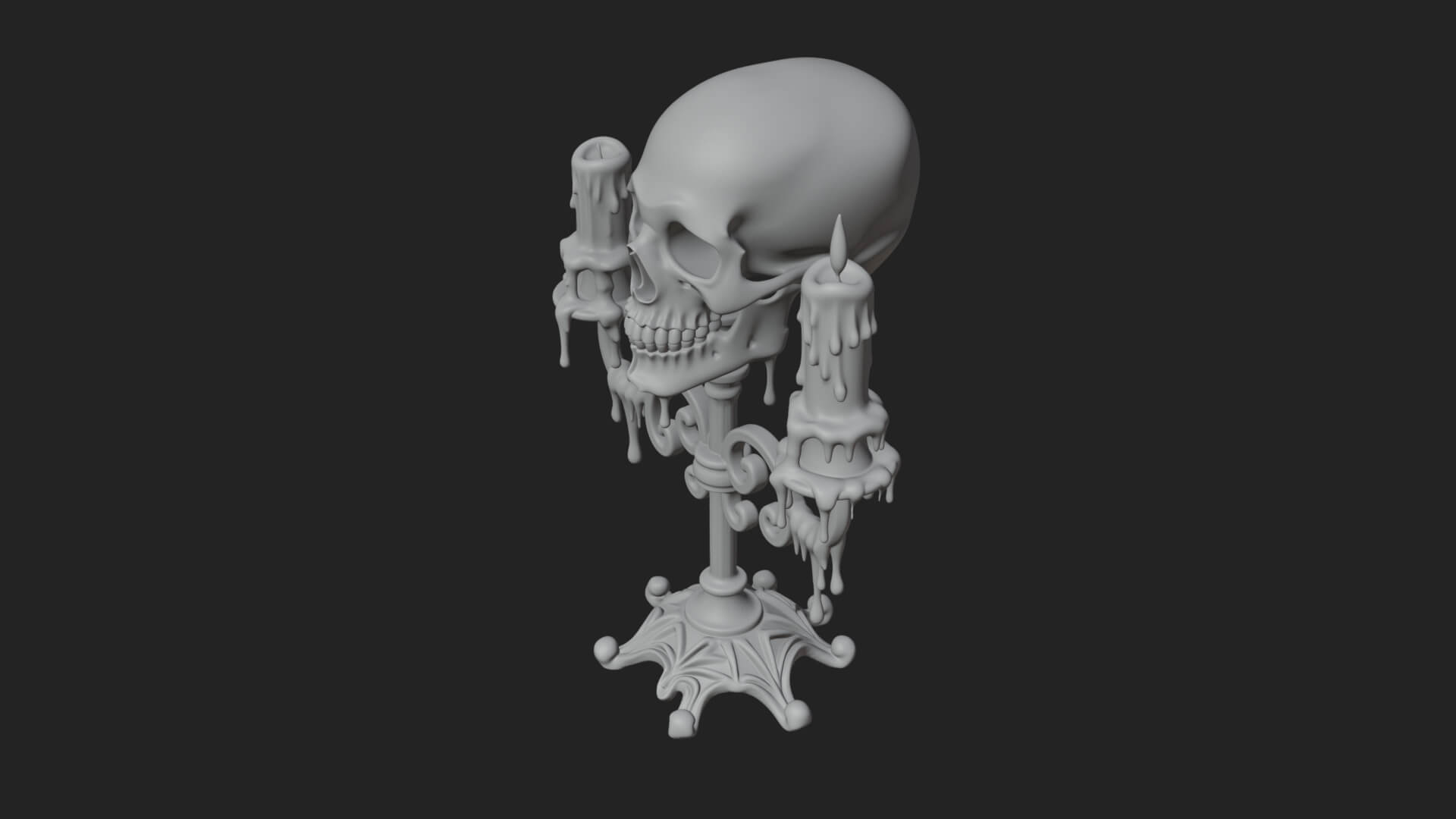 Skull Candle Holder Ornament Design 3 3D Print Model 3D Model