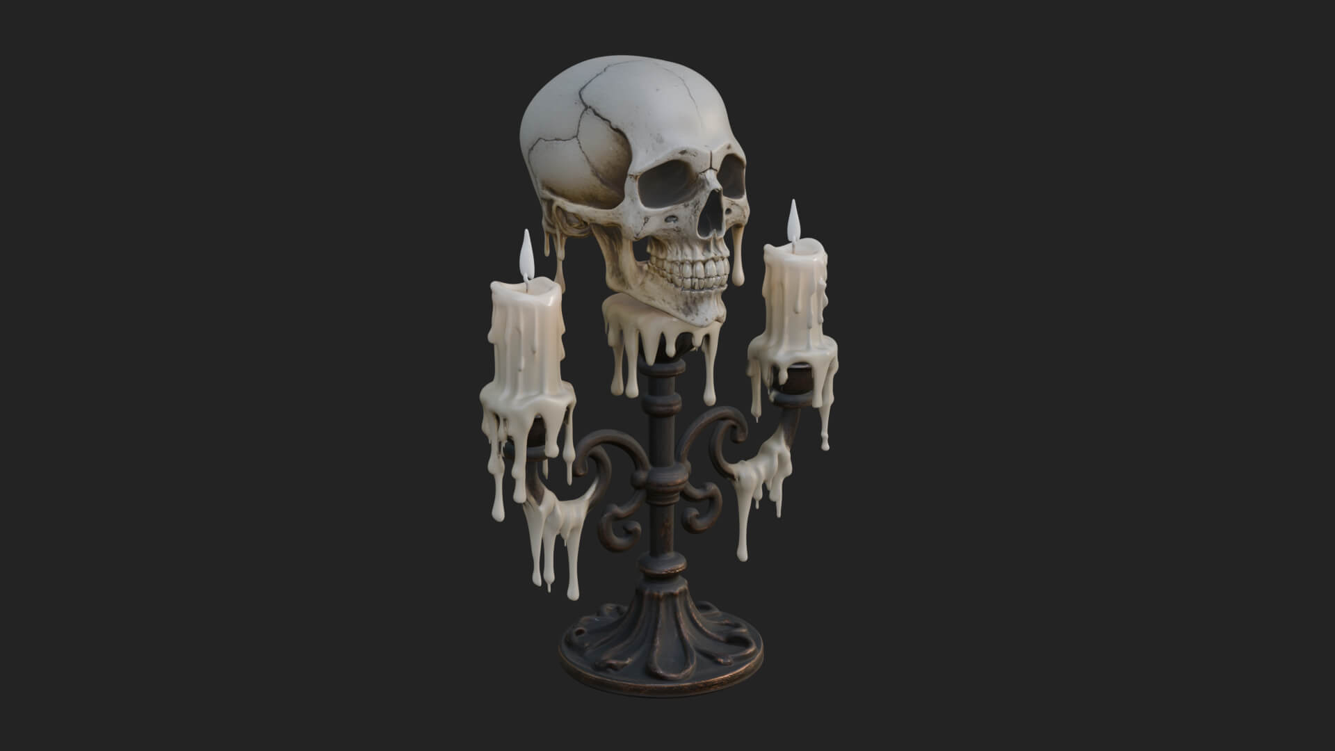 Skull Candle Holder Ornament Design 4 3D Print Model 3D Model