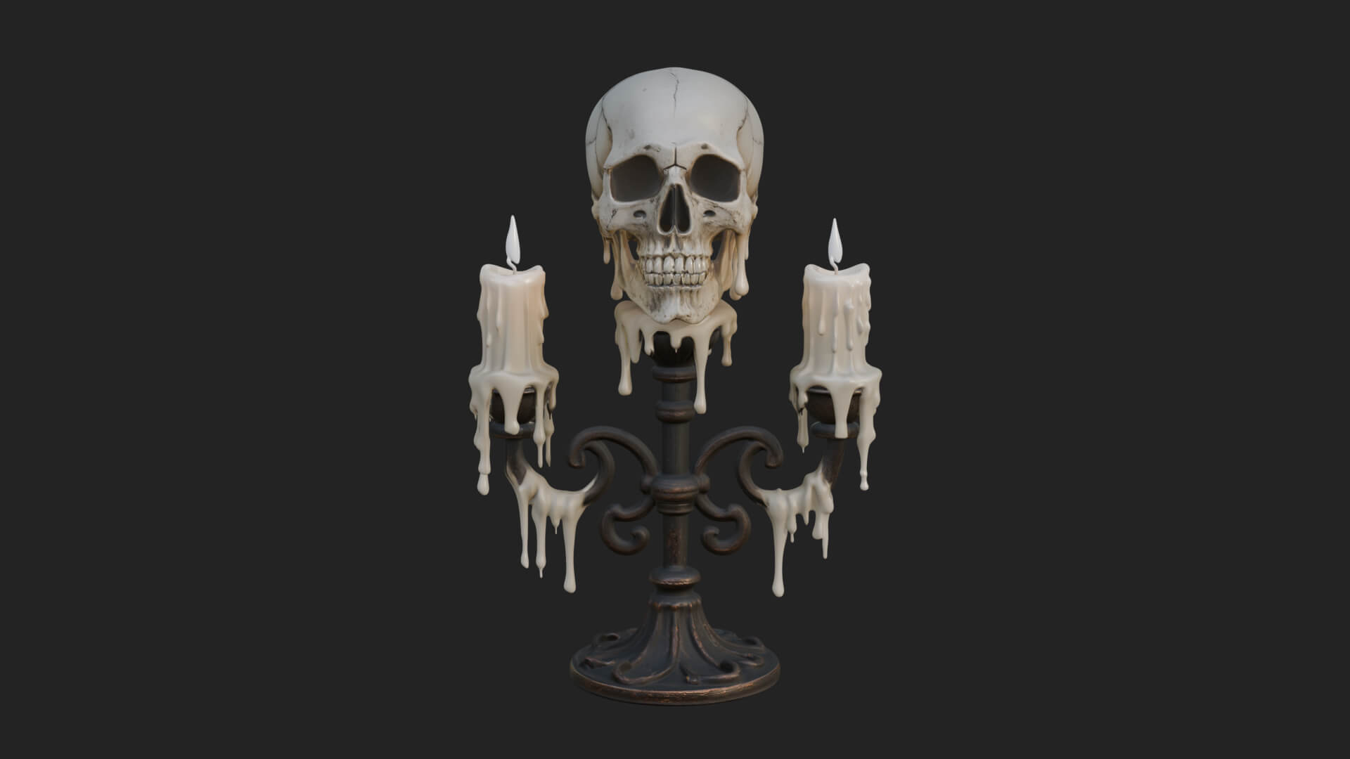 Skull Candle Holder Ornament Design 4 3D Print Model 3D Model