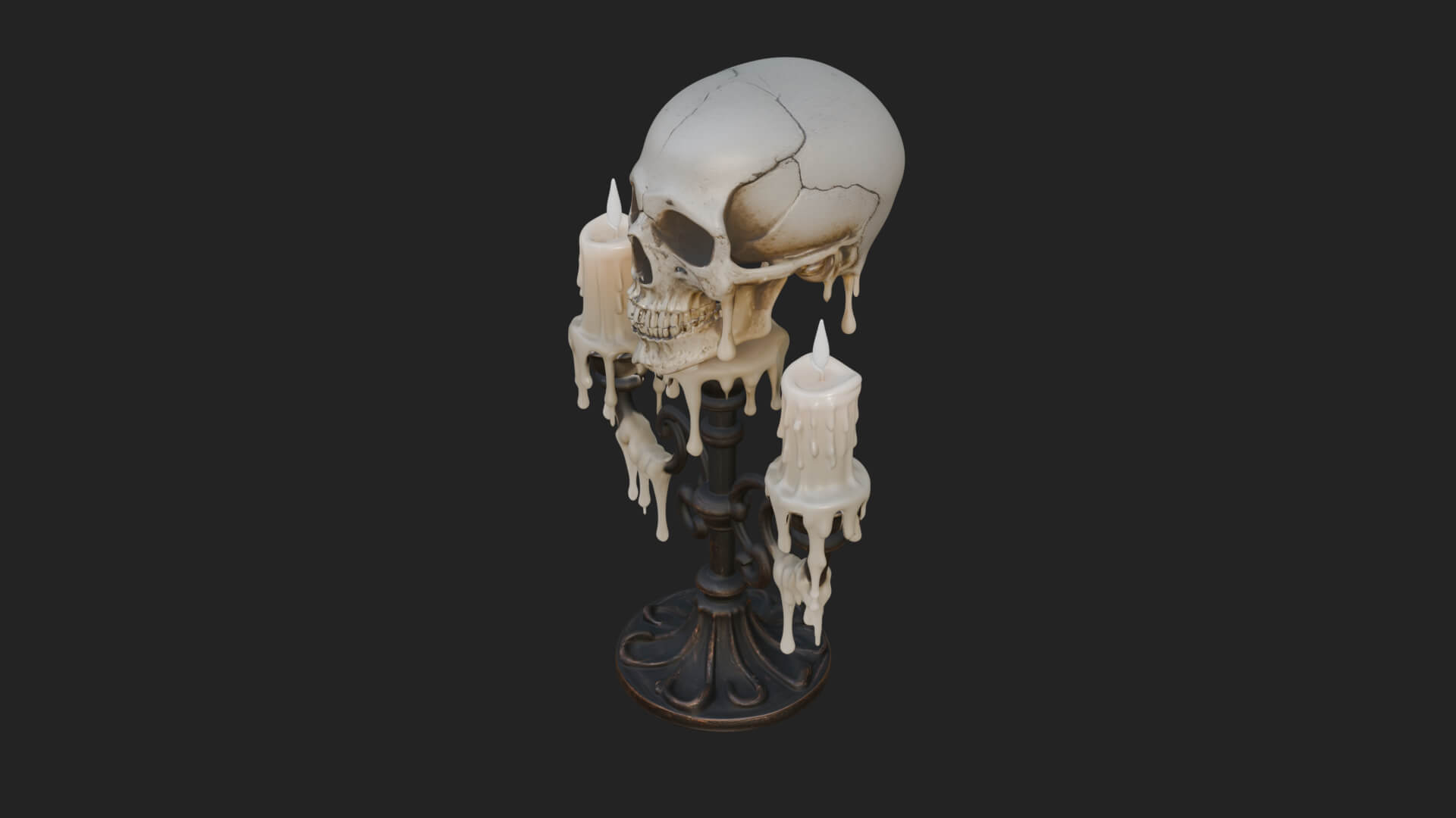 Skull Candle Holder Ornament Design 4 3D Print Model 3D Model