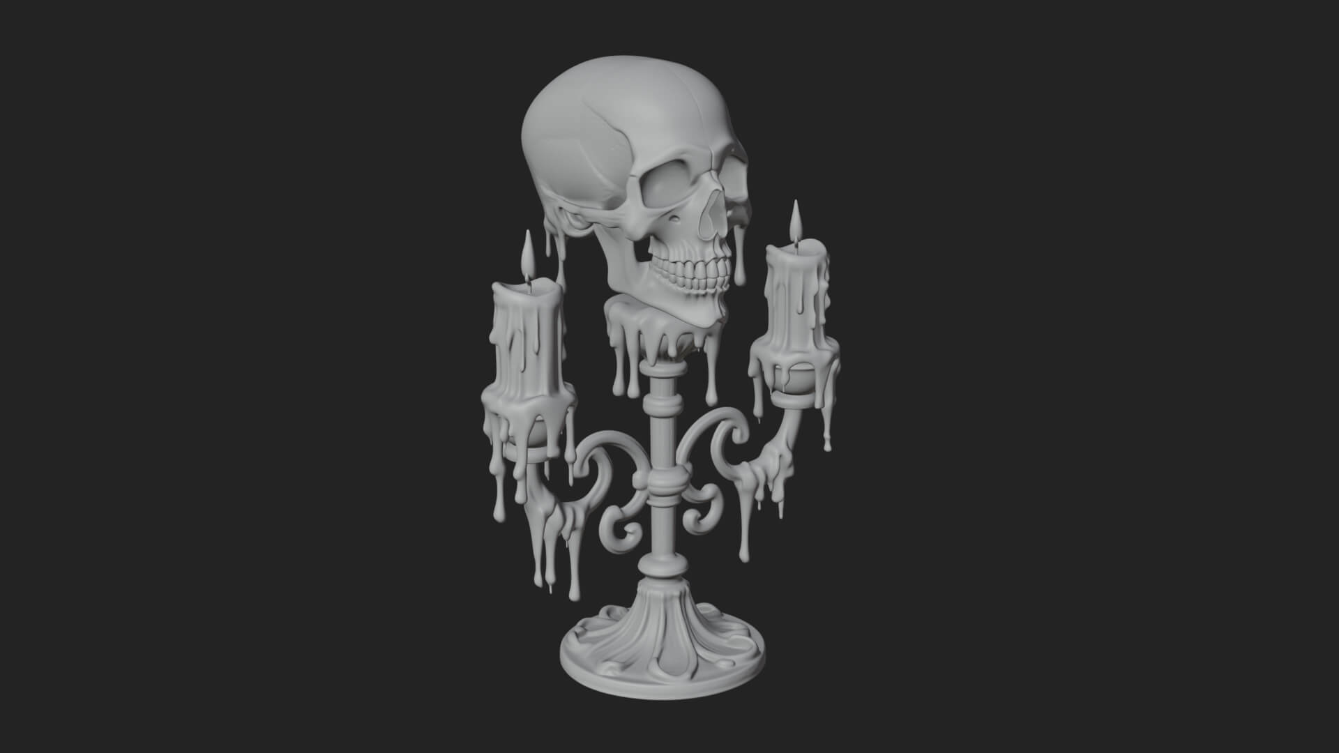 Skull Candle Holder Ornament Design 4 3D Print Model 3D Model