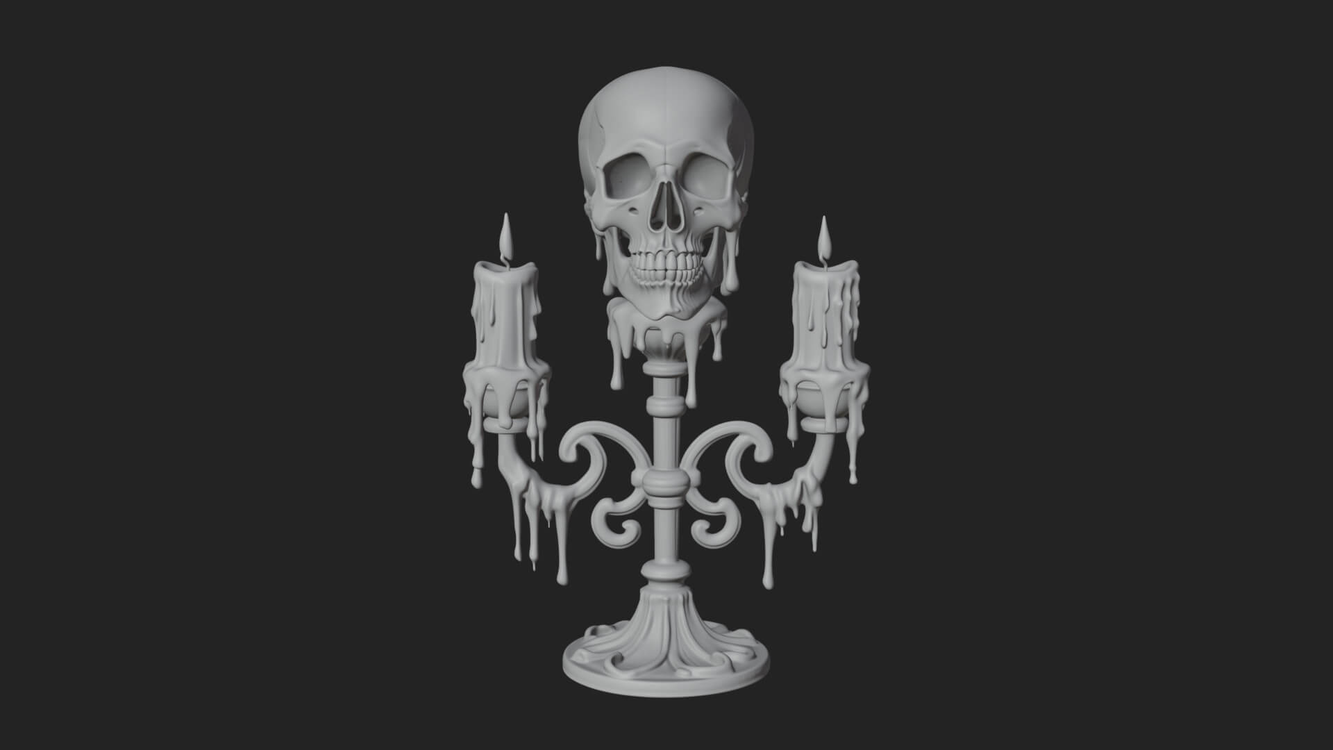 Skull Candle Holder Ornament Design 4 3D Print Model 3D Model